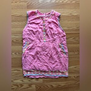 Simply Southern Womens L Pink Embroidered Cotton MIDI Dress Sleeveless